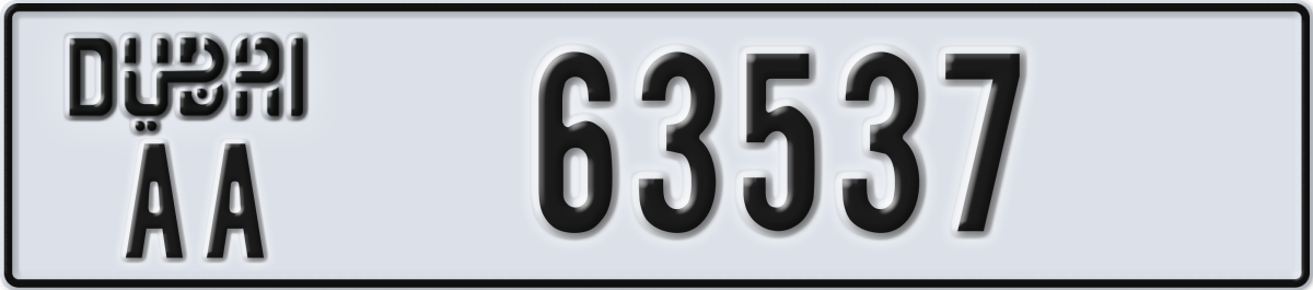 dubai License Plate Number 63537 Code AA