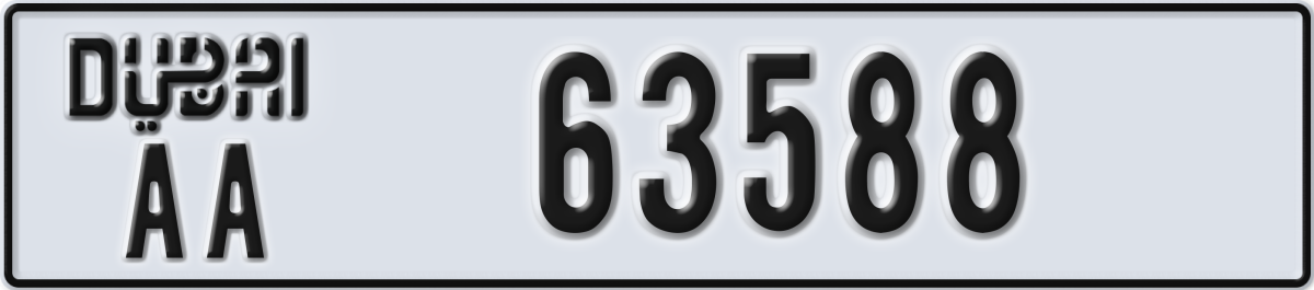dubai License Plate Number 63667 Code AA