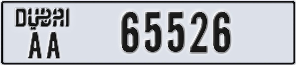 dubai License Plate Number 65526 Code AA
