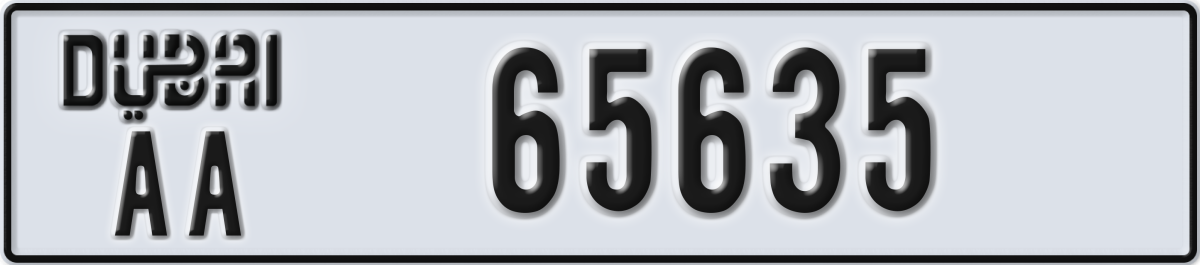 dubai License Plate Number 65635 Code AA