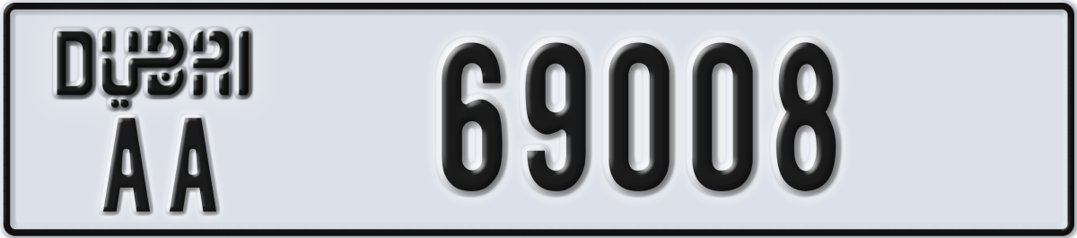 dubai License Plate Number 69008 Code AA