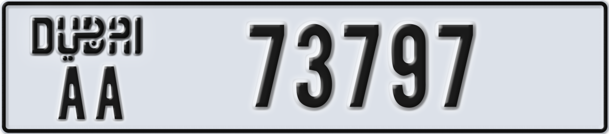 dubai License Plate Number 73797 Code AA