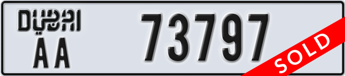dubai License Plate Number 73797 Code AA