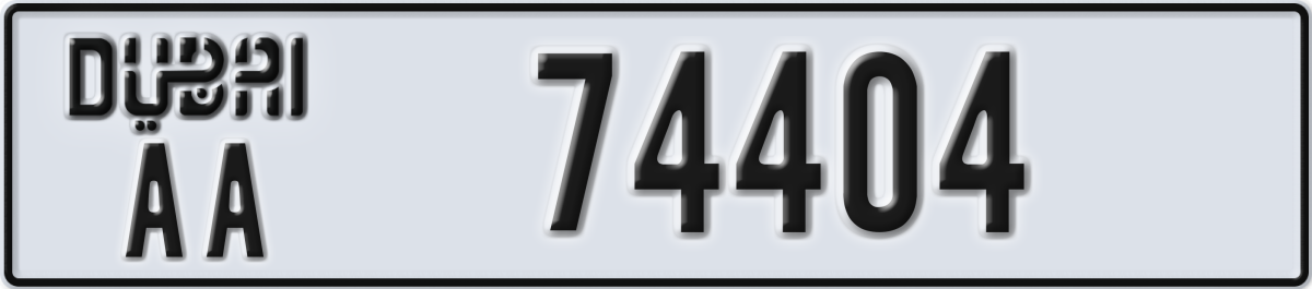 dubai License Plate Number 74404 Code AA