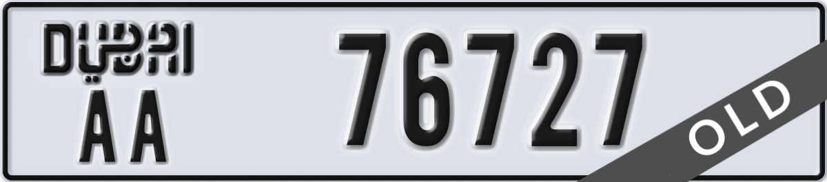dubai License Plate Number 76727 Code AA