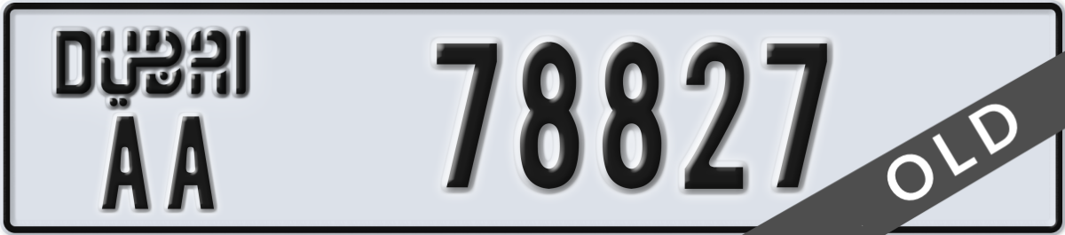 dubai License Plate Number 78827 Code AA
