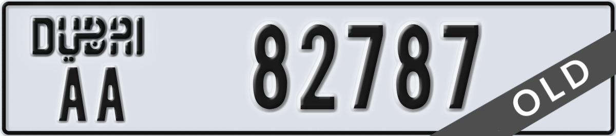 dubai License Plate Number 82787 Code AA