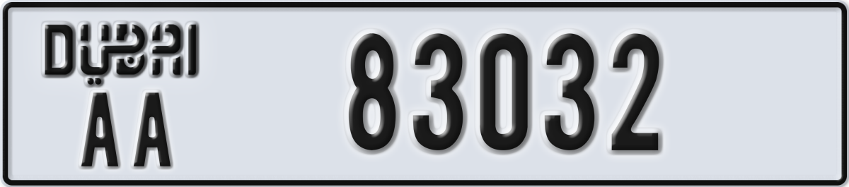 dubai License Plate Number 83032 Code AA