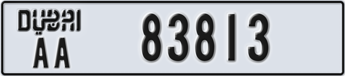 dubai License Plate Number 83813 Code AA