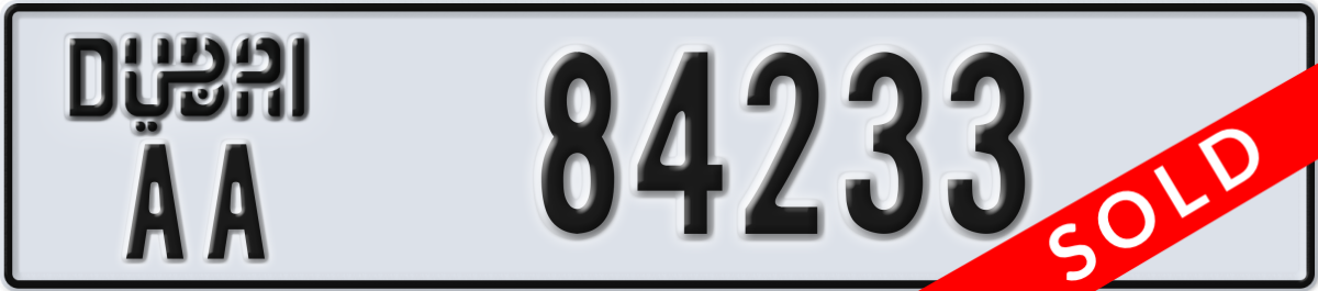 dubai License Plate Number 84233 Code AA