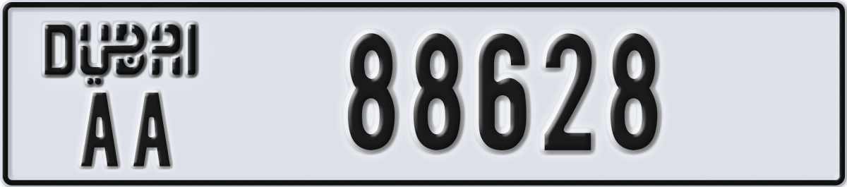 dubai License Plate Number 88628 Code AA