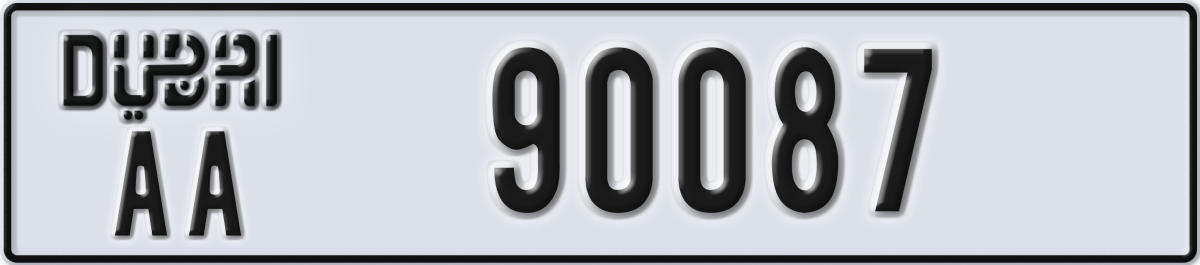 dubai License Plate Number 90087 Code AA