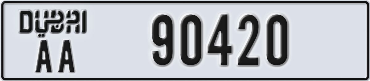dubai License Plate Number 90420 Code AA