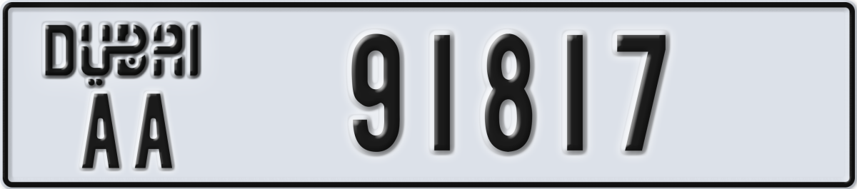 dubai License Plate Number 91817 Code AA