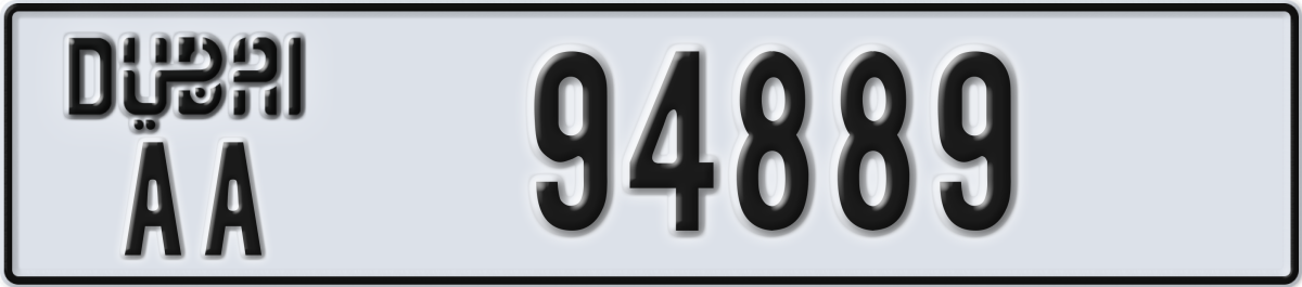 dubai License Plate Number 94889 Code AA