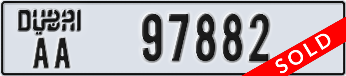 dubai License Plate Number 97882 Code AA