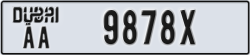 dubai - code - AA - number -9878X