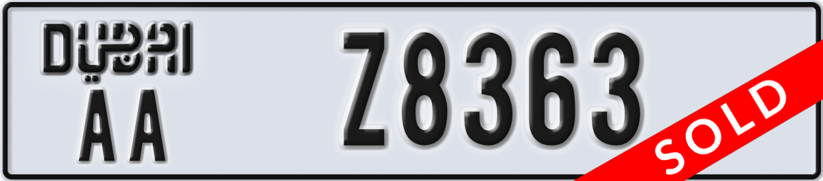 dubai License Plate Number Z8363 Code AA