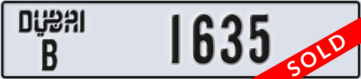 dubai License Plate Number 1635 Code B