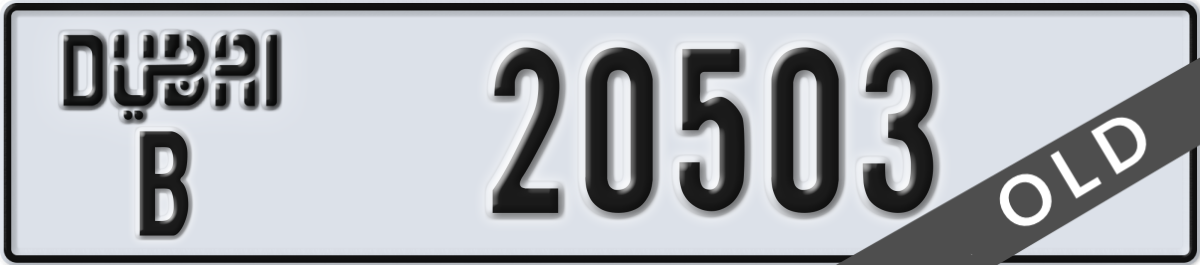 dubai License Plate Number 20503 Code B