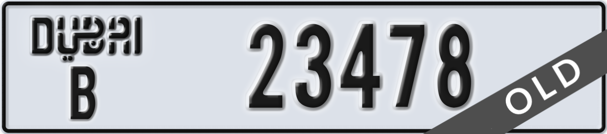 dubai License Plate Number 23478 Code B