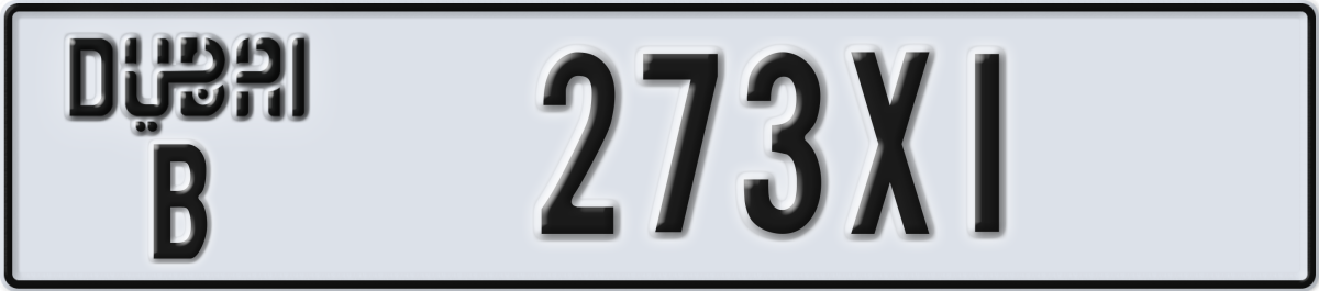 dubai License Plate Number 273X1 Code B