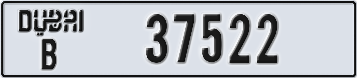 dubai License Plate Number 37522 Code B