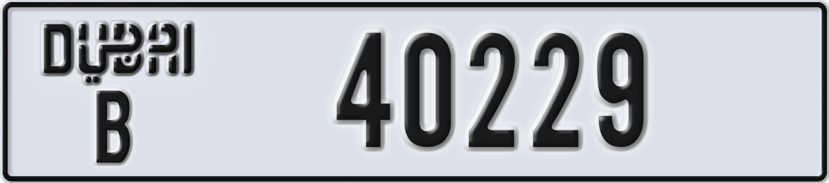 dubai License Plate Number 40229 Code B