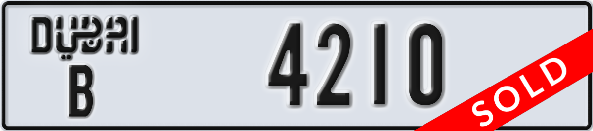 dubai License Plate Number 4210 Code B