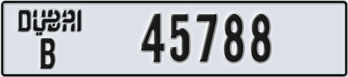 dubai License Plate Number 45788 Code B