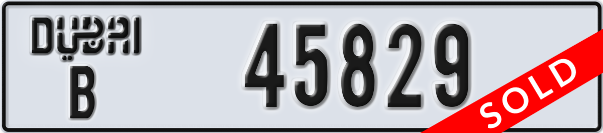 dubai License Plate Number 45829 Code B