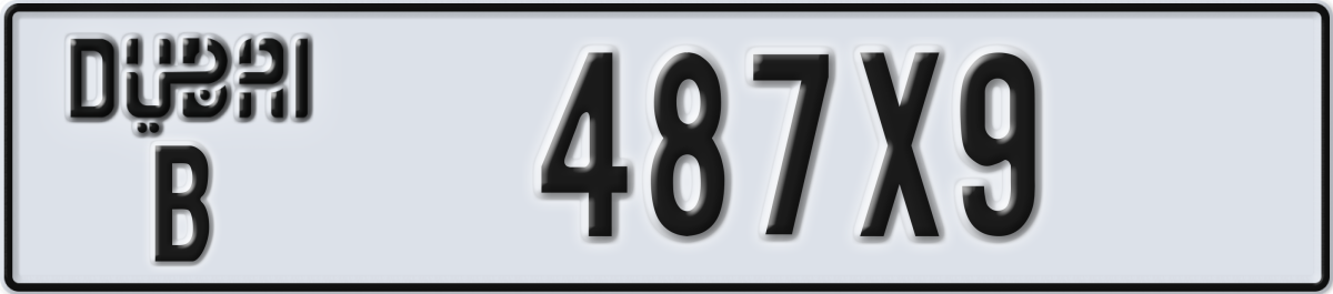 dubai License Plate Number 487X9 Code B