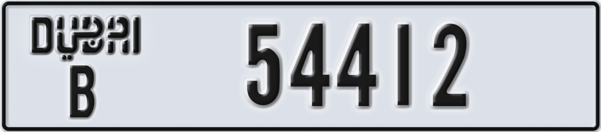 dubai License Plate Number 54412 Code B