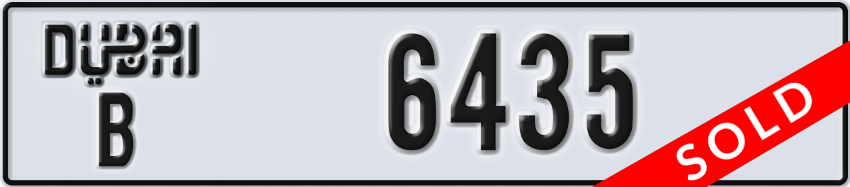 dubai License Plate Number 6435 Code B