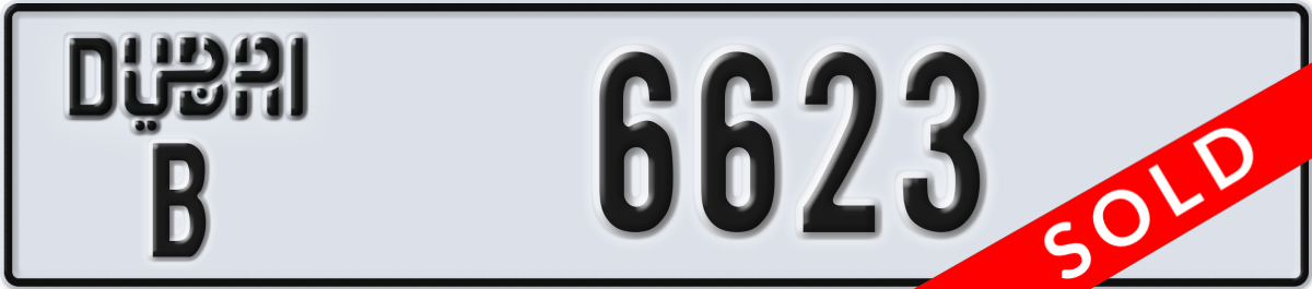 dubai License Plate Number 6623 Code B