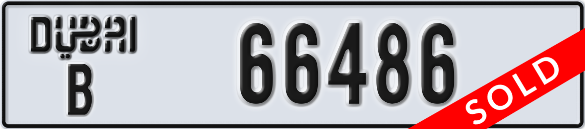 dubai License Plate Number 66486 Code B
