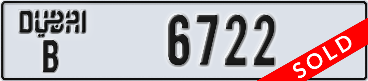dubai License Plate Number 6722 Code B