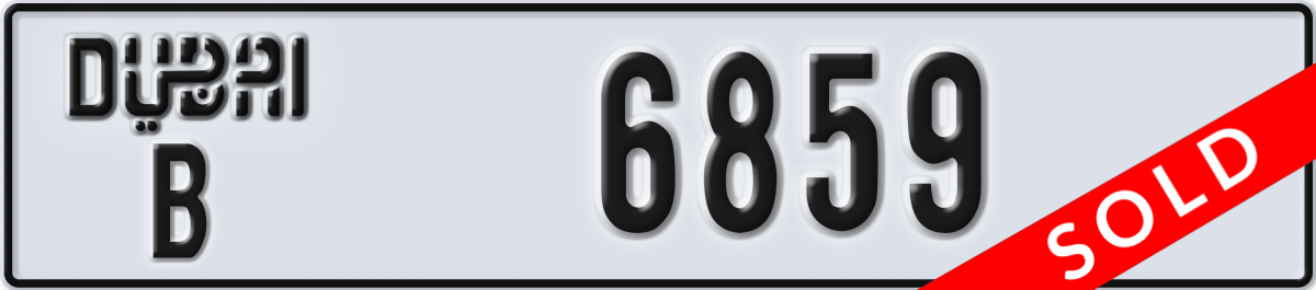 dubai License Plate Number 6859 Code B