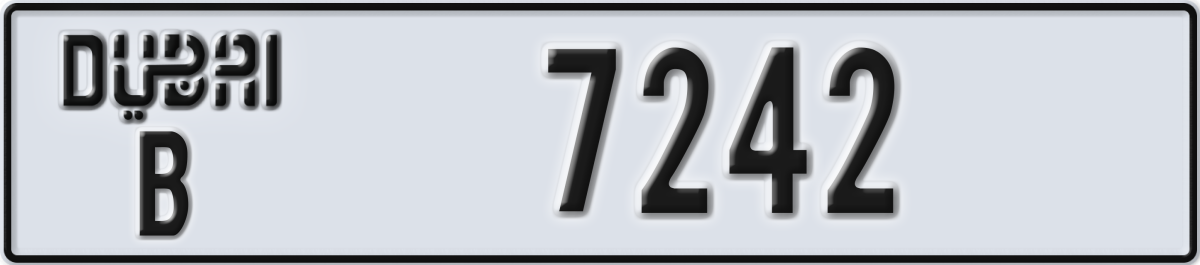 dubai License Plate Number 7242 Code B