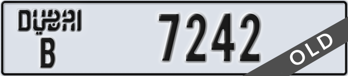 dubai License Plate Number 7242 Code B
