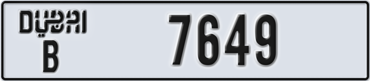dubai License Plate Number 7649 Code B