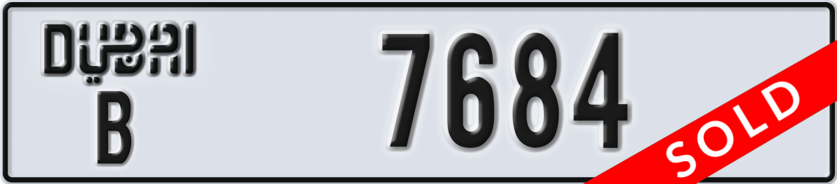 dubai License Plate Number 7684 Code B