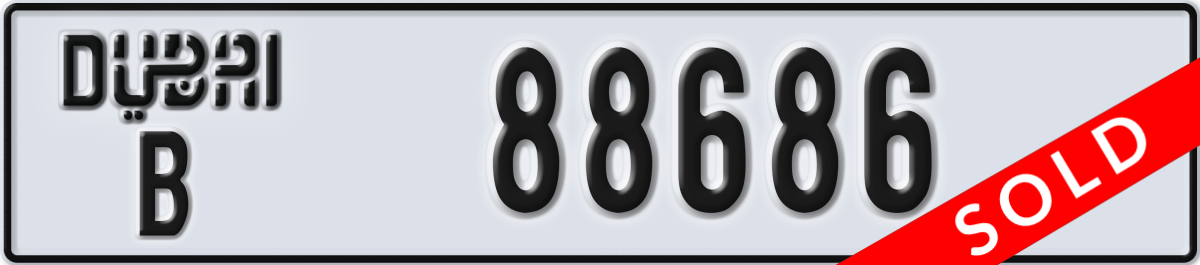 dubai License Plate Number 88686 Code B