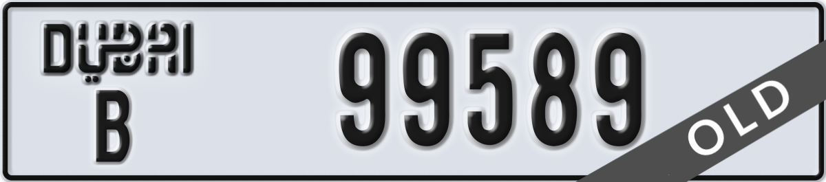 dubai License Plate Number 99589 Code B