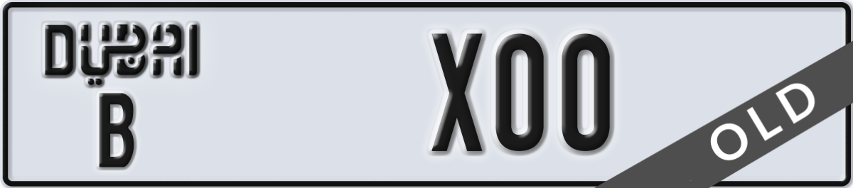 dubai License Plate Number X00 Code B