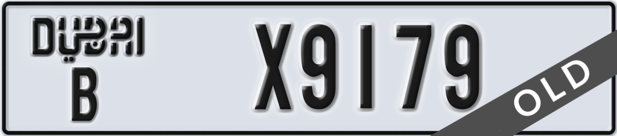 dubai License Plate Number X9179 Code B