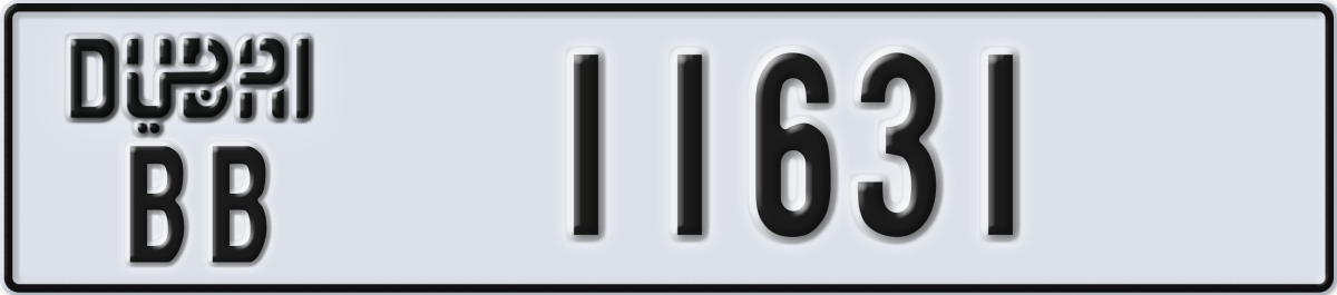 dubai License Plate Number 11631 Code BB