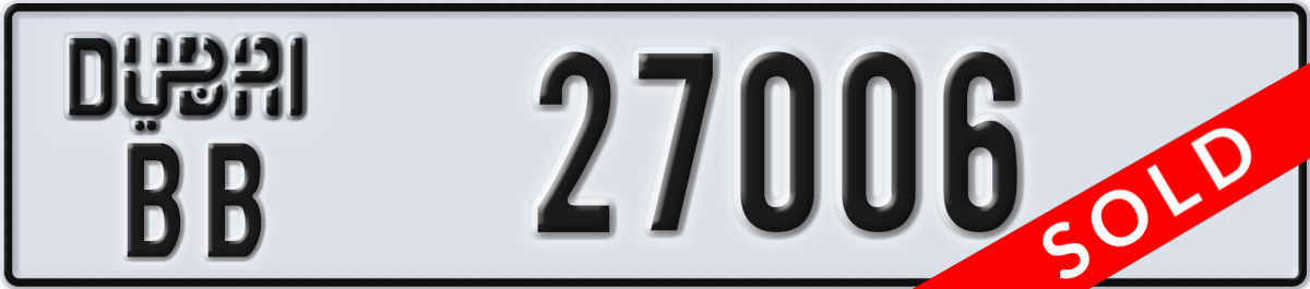 dubai License Plate Number 27006 Code BB