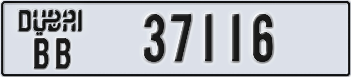dubai License Plate Number 37116 Code BB