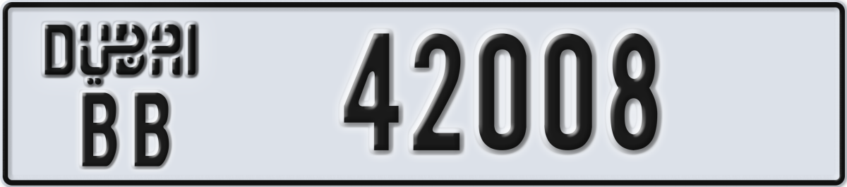 dubai License Plate Number 42008 Code BB